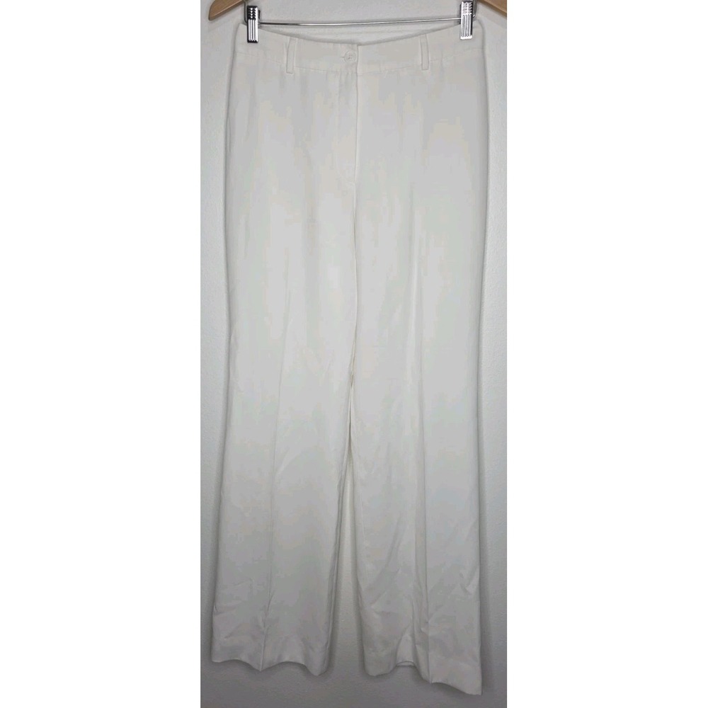BERNARD ZINS WHITE COTTON STRAIGHT Wide LEG PANT Woman 10 Slacks Career Trousers